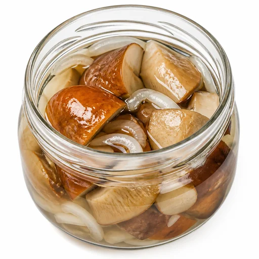 Pickled birch bolete mushrooms