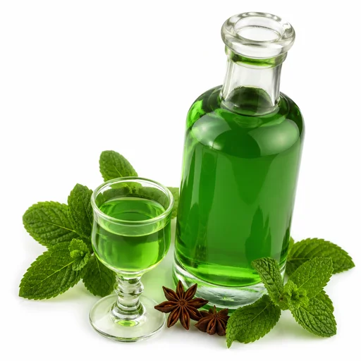 Green herbal liqueur