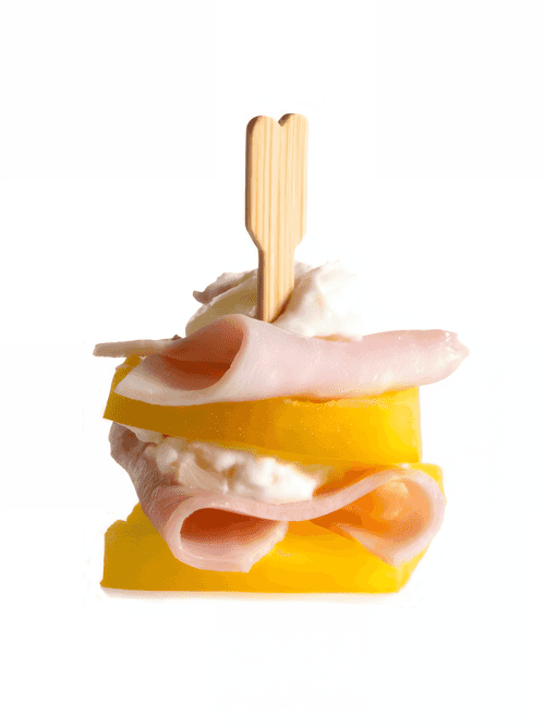 Canapes with ham and pineapple