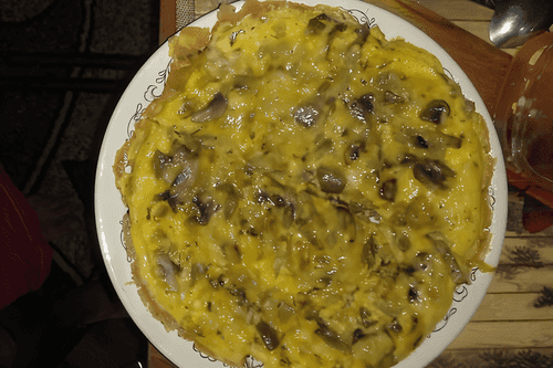 Omelette with cheese and mushrooms